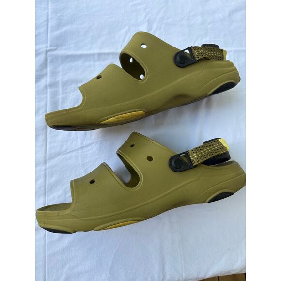 Iconic Crocs Comfort Olive Green Strap All Terrain Sandals With Back Strap Sz 15 - Picture 9 of 16